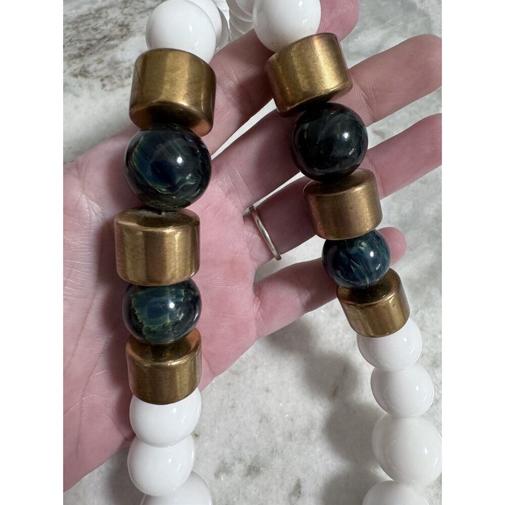Vintage Cadoro Signed Chunky Lucite & Green Bakelite Beaded Necklace 30in - Picture 6 of 11